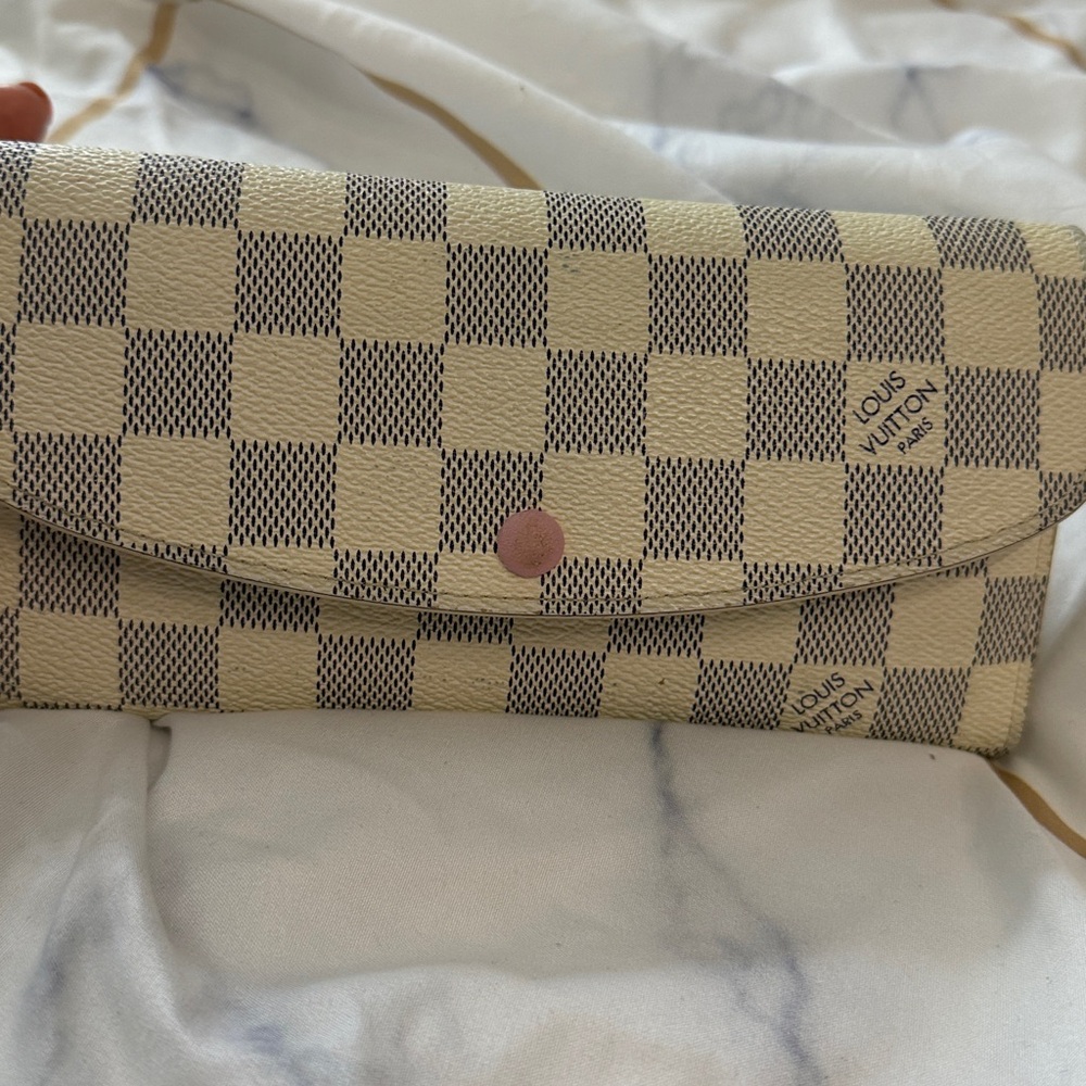 Used LV wallet  Cream and Gray Checkered Wallet